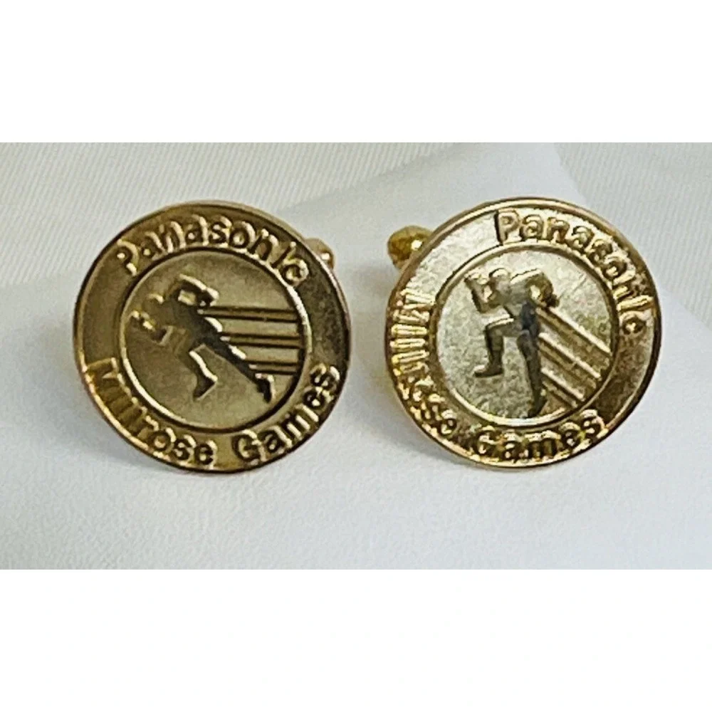 Panasonic Millrose Games Cufflinks Track and Field Sports Gold Tone